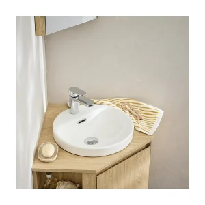 JADE 37cm ronde half-inbouw witte keramische wastafel JADE 37cm ronde half-inbouw witte keramische wastafel