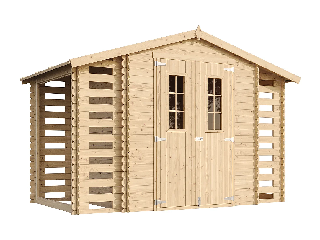 Houten tuinhuis-brandhoutschuurtje zonder vloer - 5.47 m² - M391C