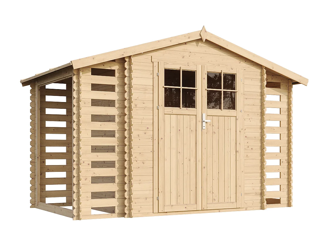 Houten tuinhuis-brandhoutschuurtje zonder vloer - 5.47 m² - M391F