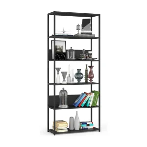 Industriële Boekenkast Zwart/Zwart – 80 cm Breed, 192 cm Hoog, 32 cm Diep – 6 Planken & Robuuste ABS-Randen – Zelfmontage – Loft & Mat Afwerking Industriële Boekenkast Zwart/Zwart – 80 cm Breed, 192 cm Hoog, 32 cm Diep – 6 Planken & Robuuste ABS-Randen – Zelfmontage – Loft & Mat Afwerking