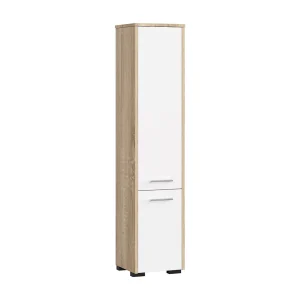 Kolomkast voor Badkamer FIN / AKORD Furniture Factory / Sonoma Eik – Wit / 30 x 140 x 30 cm Kolomkast voor Badkamer FIN / AKORD Furniture Factory / Sonoma Eik – Wit / 30 x 140 x 30 cm