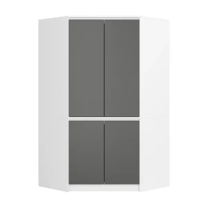 Hoekkast S100 4D Wit/Grijs Grafiet, Vrijstaande Opbergkast met Matte Fronten en ABS Randafwerking – Geschikt voor Zelfmontage – Duurzame Gelamineerde Plaat – Modern Hoekontwerp voor Optimaal Ruimtegeb