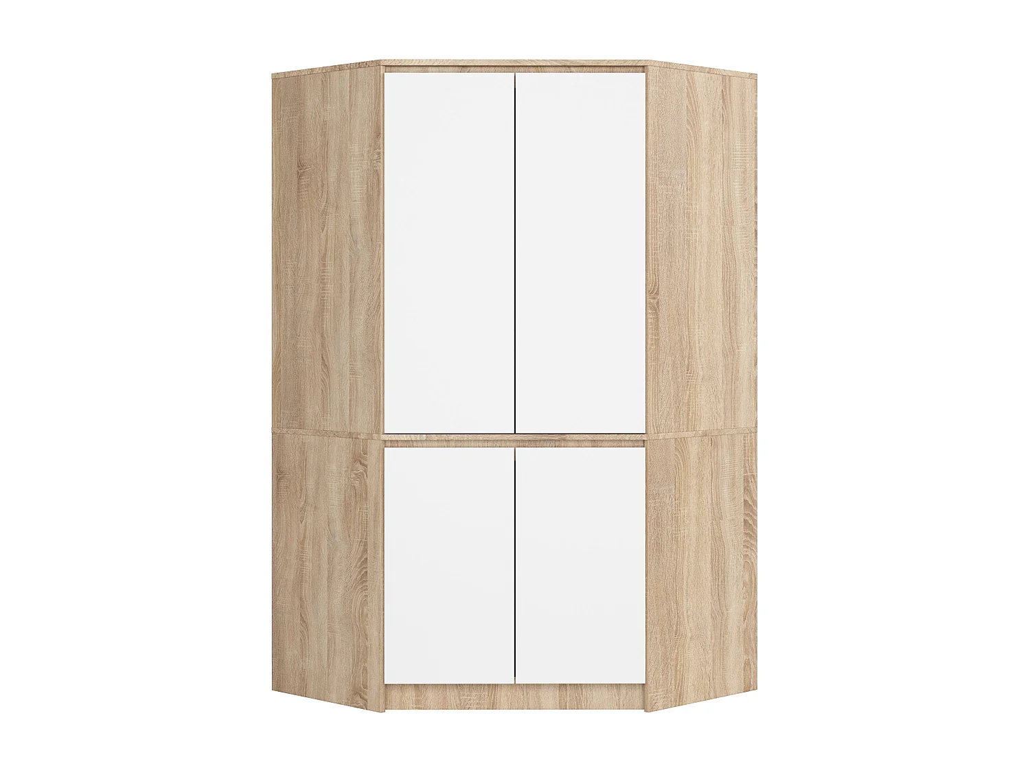 Hoekkast S100 4D - Sonoma Eiken/Wit, 4 deuren, 6 planken, 100x180x50 cm, Mat Afwerking