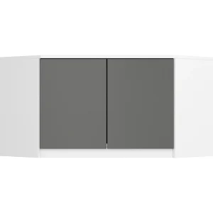 Kastopzetstuk in Wit/Grijs – S100 | Bovenkast voor Opbergruimte – 2 Deuren, 3 Planken | Zelfmontage | 100x50x55 cm | Mat Laminaat Afwerking