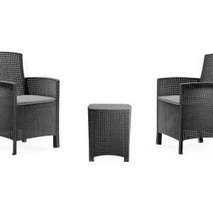 Dmora Loungeset Jupiter Zwart Antraciet: 2-zits en Tafel, Weerbestendig Outdoor Salon, Made in Italy
