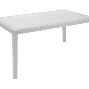 Dmora Buiten Tafel Imola 78x138x72h cm Wit 8 Pers. Waterdicht, Hydrofobisch, Vast, Made in Italy
