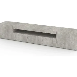 Dmora Tv-meubel Jesse 40x200x37h cm Beton Grijs, 2 Planken, 4 Vakken, 3 Deuren, Made in Italy Dmora Tv-meubel Jesse 40x200x37h cm Beton Grijs, 2 Planken, 4 Vakken, 3 Deuren, Made in Italy