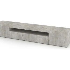 Dmora TV-meubel Jesse 40x200x37h cm Grijs Beton 2 Planken 4 Vakken, 3 Deuren Made in Italy Dmora TV-meubel Jesse 40x200x37h cm Grijs Beton 2 Planken 4 Vakken, 3 Deuren Made in Italy