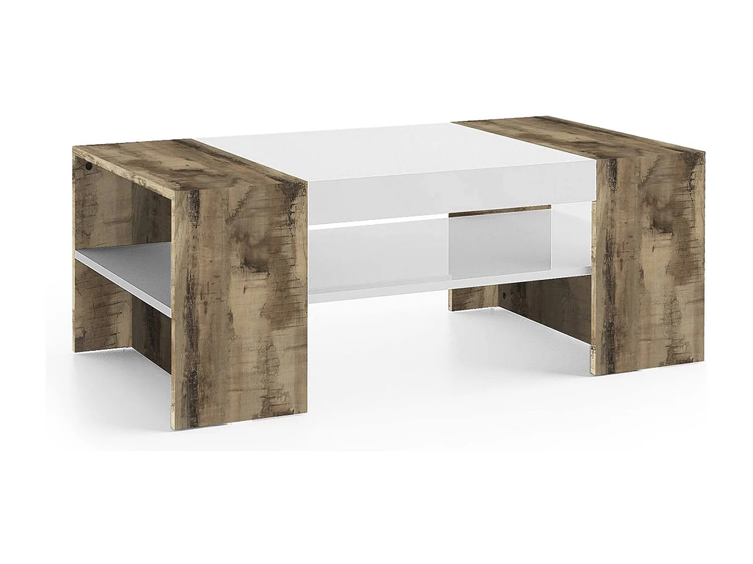 Dmora Salontafel Jonni 60x110x40h cm Glanzend Wit, Waterdicht Vlak, Rechthoekig Made in Italy
