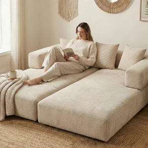 Kaleido 1.0 – Modulaire bank in chenille – Bank die in verschillende vormen kan worden omgebouwd – Inclusief 3 kussens – Perfect voor woonkamer, slaapkamer