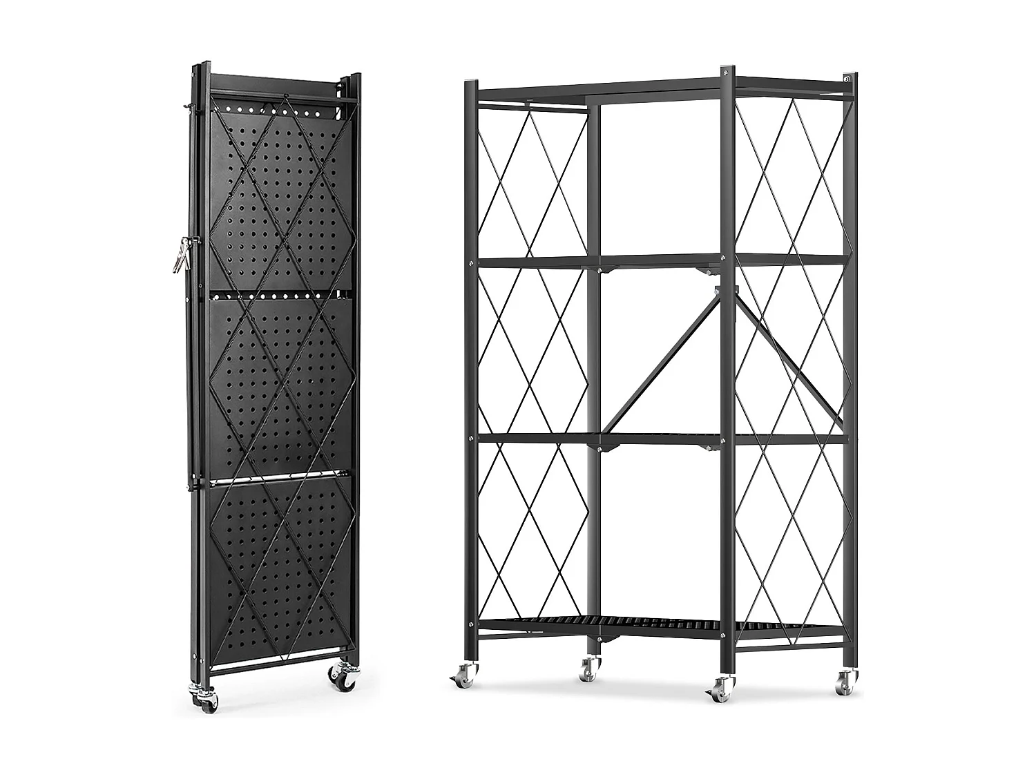 HomeMiYN 3-4 lagen opvouwbare opbergplank, multifunctionele opbergplank, rolplank, 71*34*121,40 cm, zwart