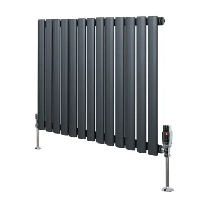 Horizontale design radiator ovaal 1 kolom – grijs 600×780 mm thermostaatkraan Horizontale design radiator ovaal 1 kolom – grijs 600×780 mm thermostaatkraan