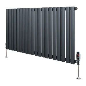 Horizontale design radiator ovaal 1 kolom – grijs 600×1200 mm thermostaatkraan Horizontale design radiator ovaal 1 kolom – grijs 600×1200 mm thermostaatkraan