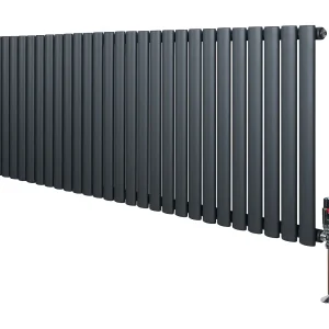 Horizontale design radiator ovaal 1 kolom – grijs 600×1620 mm thermostaatkraan Horizontale design radiator ovaal 1 kolom – grijs 600×1620 mm thermostaatkraan