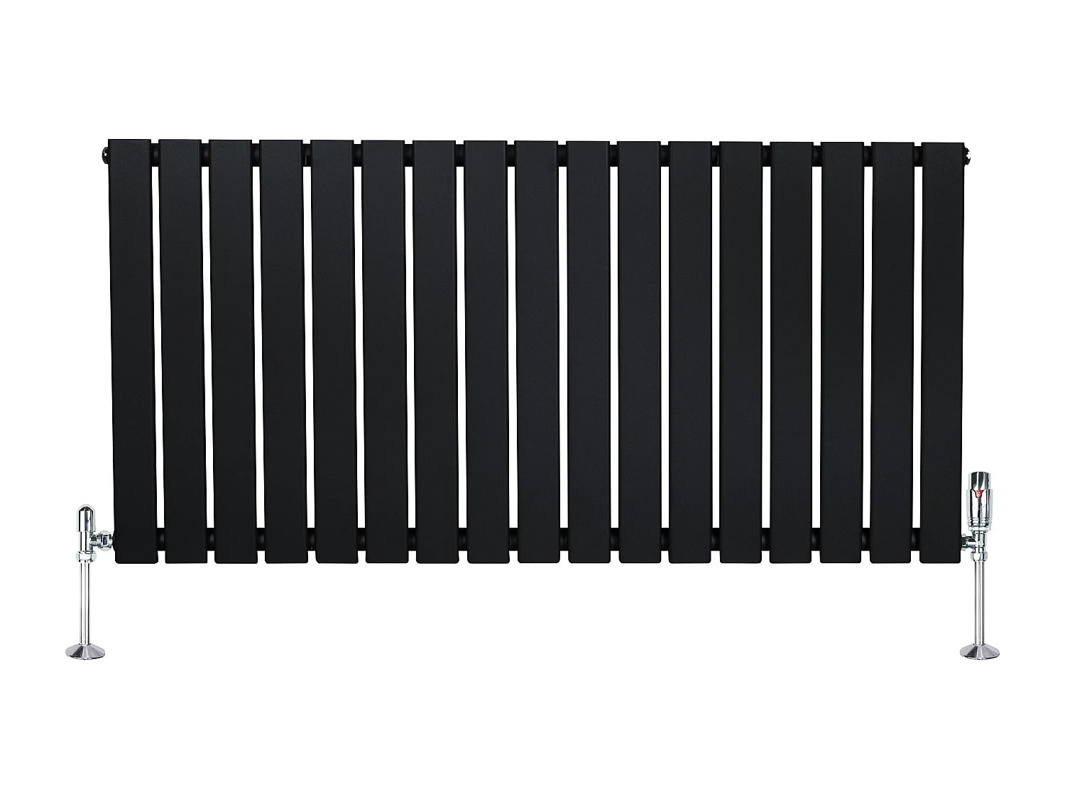 Horizontale design radiator vlak - 1 kolom - zwart - 600x1190mm - thermostaatkraan