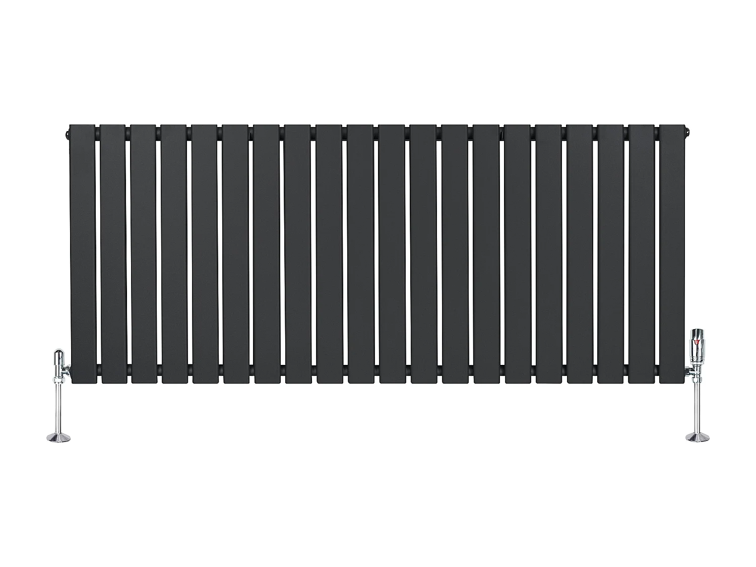 Horizontale design radiator vlak - 1 kolom - grijs - 600x1400mm - thermostaatkraan