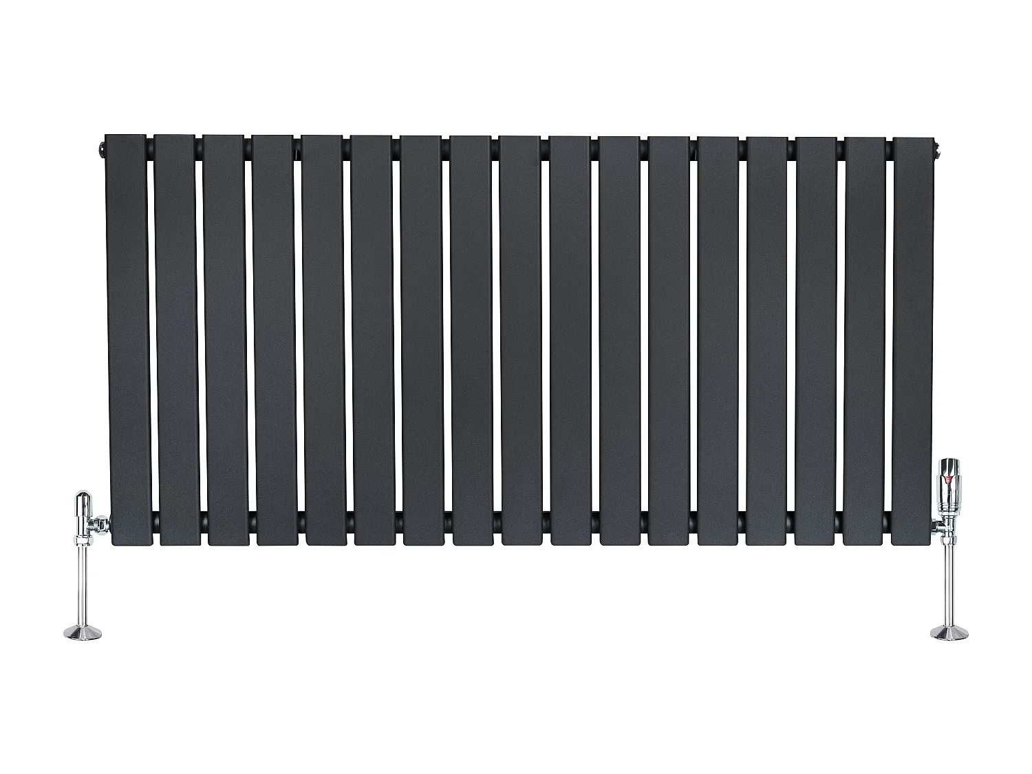 Horizontale design radiator vlak - 1 kolom - grijs - 600x1190mm - thermostaatkraan