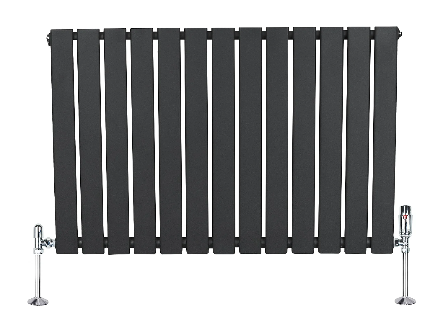 Horizontale design radiator vlak - 1 kolom - grijs - 600x910mm - thermostaatkraan