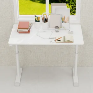 In hoogte verstelbaar bureau 60-90 cm – Wit blad 100×60 cm