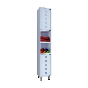 Houten badkamer meubels hoge kast Darola glas deur Houten badkamer meubels hoge kast Darola glas deur
