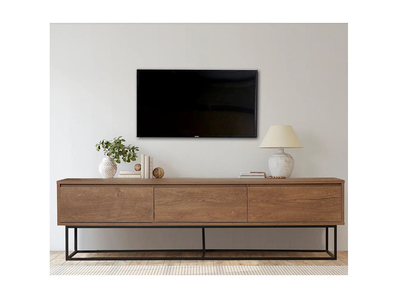 Industriële TV-meubel Zwart met Laden en Planken - Modern en Strak Design
