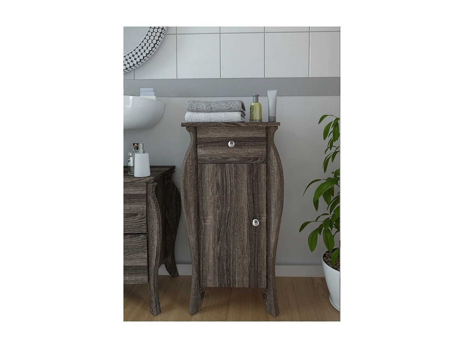 Kast 1 Deur 1 Lade Grijs Eiken