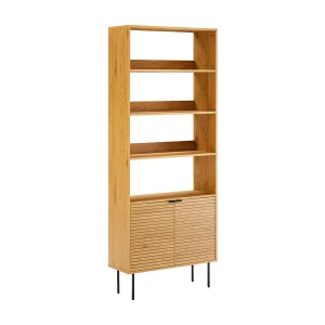 Houten boekenkast met 4 planken en 2 deuren STINNA