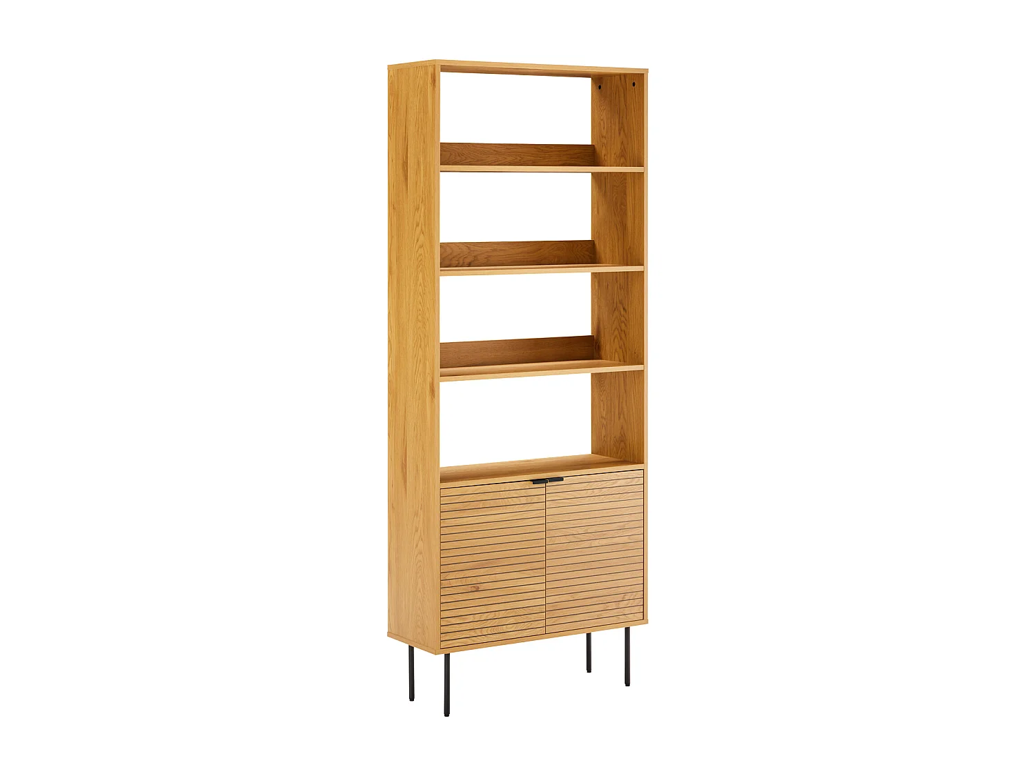 Houten boekenkast met 4 planken en 2 deuren STINNA