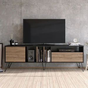 Industriële TV-meubel van Hout en Goud met Opbergruimte 180 cm Industriële TV-meubel van Hout en Goud met Opbergruimte 180 cm