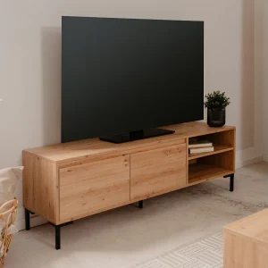 Industriële houten tv-meubel met kast NAVI Industriële houten tv-meubel met kast NAVI