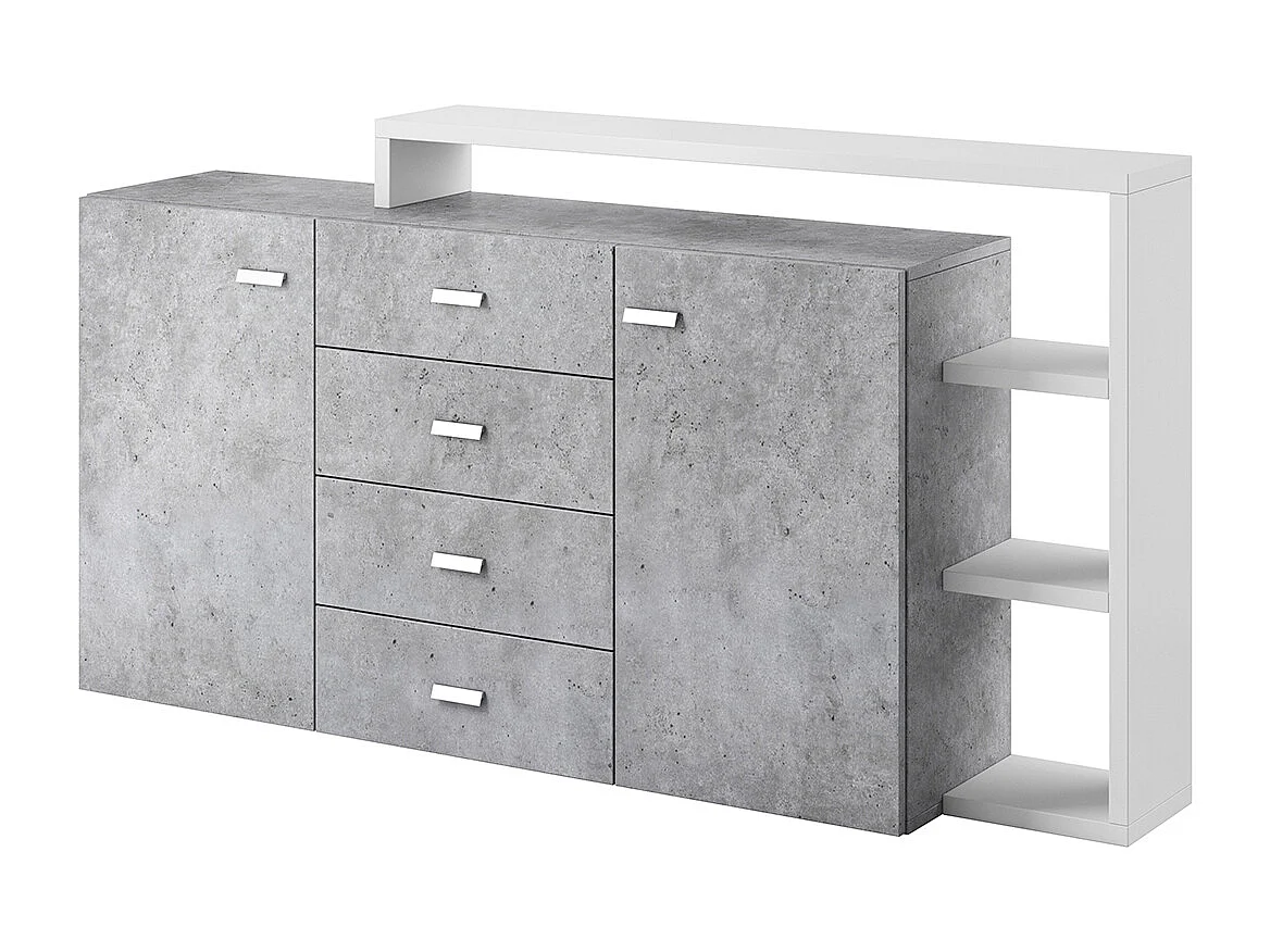 Ilyes Wit en Beton 2-deurs dressoir met 4 laden