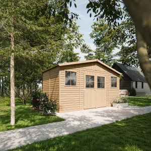 Houten tuinhuisje GEÏMPREGNEERDE VLOEREN – H246x418x220 cm/8 m² – TIMBELA M332+M332G Houten tuinhuisje GEÏMPREGNEERDE VLOEREN – H246x418x220 cm/8 m² – TIMBELA M332+M332G