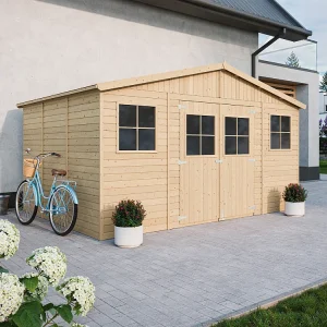 Houten Tuinhuisje – H246x418x320 cm/12 m² – Timbela M331 Houten Tuinhuisje – H246x418x320 cm/12 m² – Timbela M331