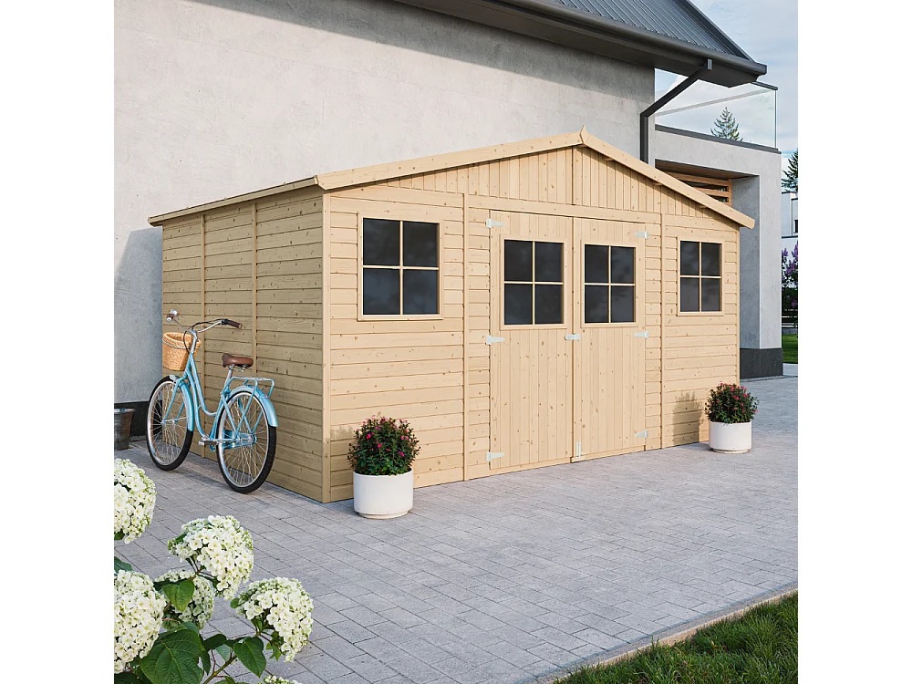 Houten Tuinhuisje - H246x418x320 cm/12 m² - Timbela M331