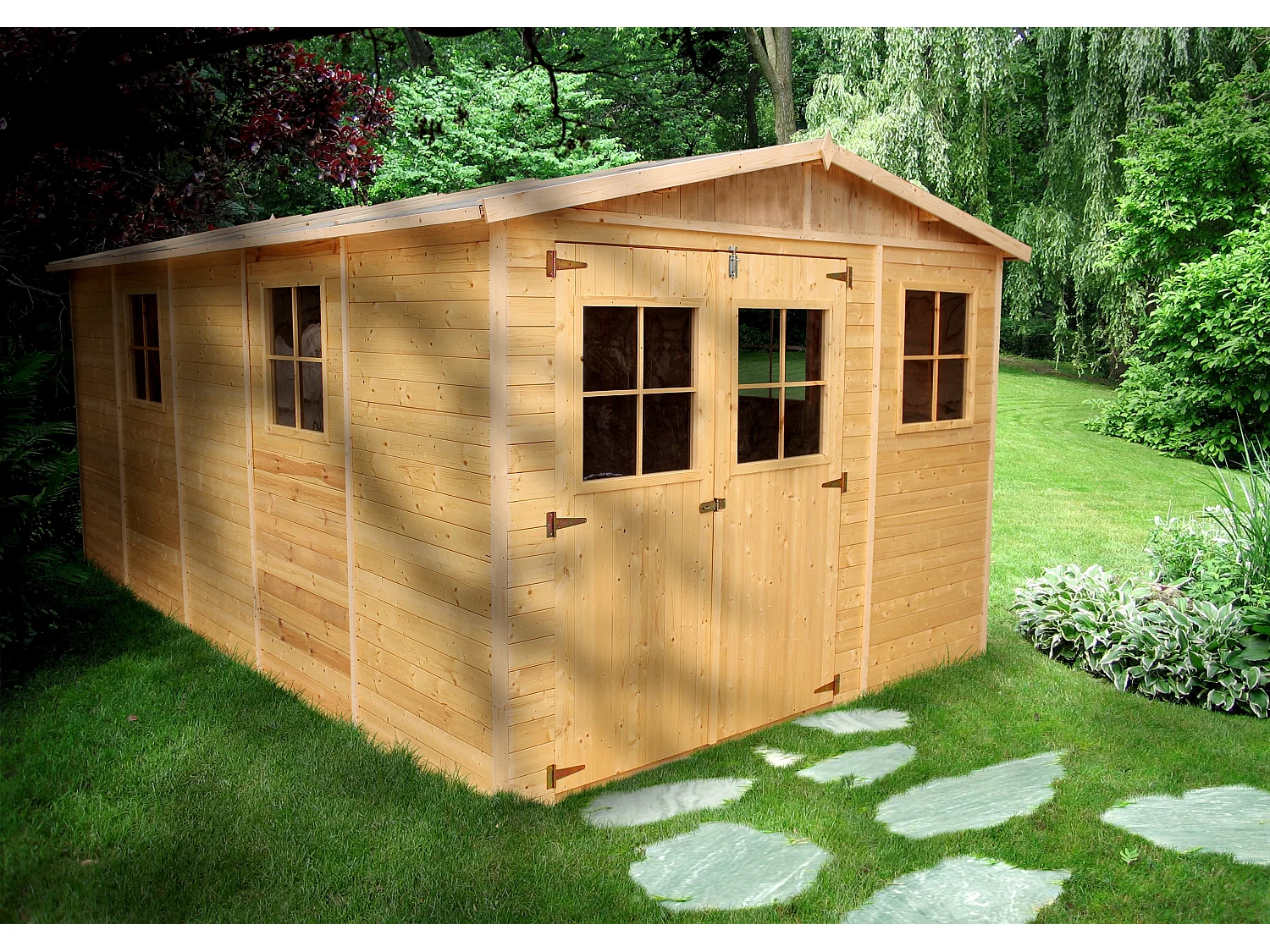 Houten Tuinhuisje - H226x324x516 cm/15 m² - TIMBELA M337