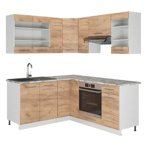 Hoekkeuken eik goud/wit 190x60x81.6 fame-line Hoekkeuken eik goud/wit 190x60x81.6 fame-line