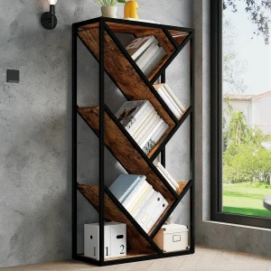 Kast in boomvorm 80x35x160 cm – Meerdere open planken – Grote opbergruimte – Metalen frame – MDF – Zwart en bruin Kast in boomvorm 80x35x160 cm – Meerdere open planken – Grote opbergruimte – Metalen frame – MDF – Zwart en bruin