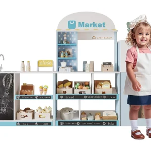 Houten kinderkookset 1550x30x107,5cm – multifunctionele winkel – Imitatiespeelgoed voor 3 jaar+ (Wit+Blauw) Houten kinderkookset 1550x30x107,5cm – multifunctionele winkel – Imitatiespeelgoed voor 3 jaar+ (Wit+Blauw)