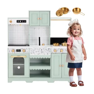 Houten kinderkookset 90x30x98cm – volledig uitgeruste keuken – Imitatiespeelgoed voor 3 jaar+ (Wit+Groen) Houten kinderkookset 90x30x98cm – volledig uitgeruste keuken – Imitatiespeelgoed voor 3 jaar+ (Wit+Groen)