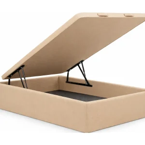 Hoogwaardig opbergbed in stof beige antivlek 140×190 SAINT-ÉMILION Hoogwaardig opbergbed in stof beige antivlek 140×190 SAINT-ÉMILION