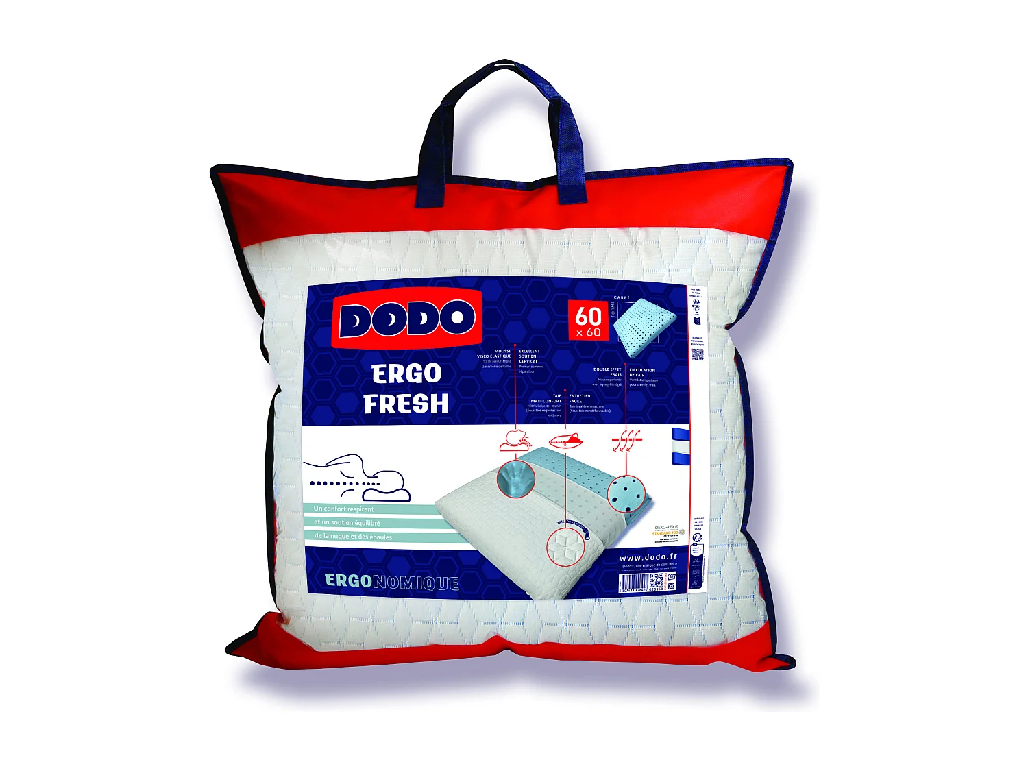 Hoofdkussen DODO FRESH - schuim met vormgeheugen - 60*60cm