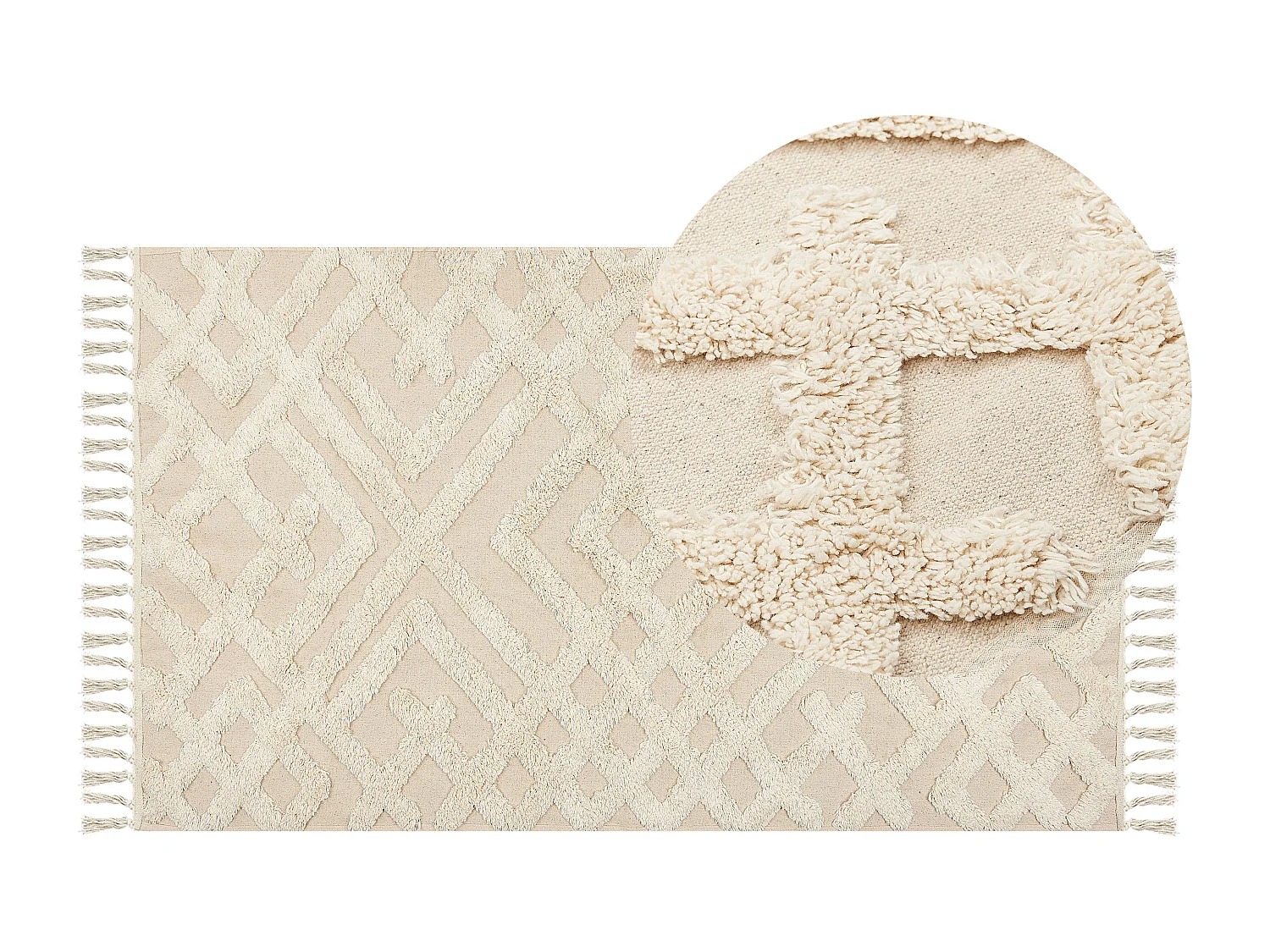 Katoenen Vloerkleed beige 80 x 150 ARDAHAN