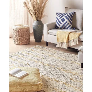 Katoenen Vloerkleed beige en geel 160 x 230 cm KADAPA Katoenen Vloerkleed beige en geel 160 x 230 cm KADAPA
