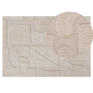 Katoenen Vloerkleed 140 x 200 cm Beige DIYADIN Katoenen Vloerkleed 140 x 200 cm Beige DIYADIN