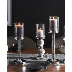 Kaarshouder ABBEVILLE Glas 48 cm Zilver