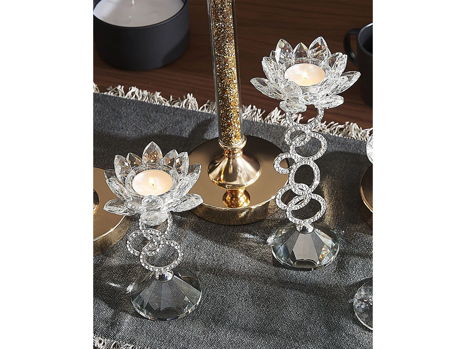Kaarshouder OVIEDO Glas 27 cm Zilver