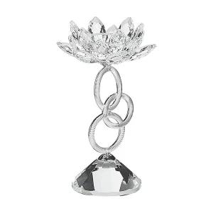 Kaarshouder OVIEDO Glas 19 cm Zilver Kaarshouder OVIEDO Glas 19 cm Zilver