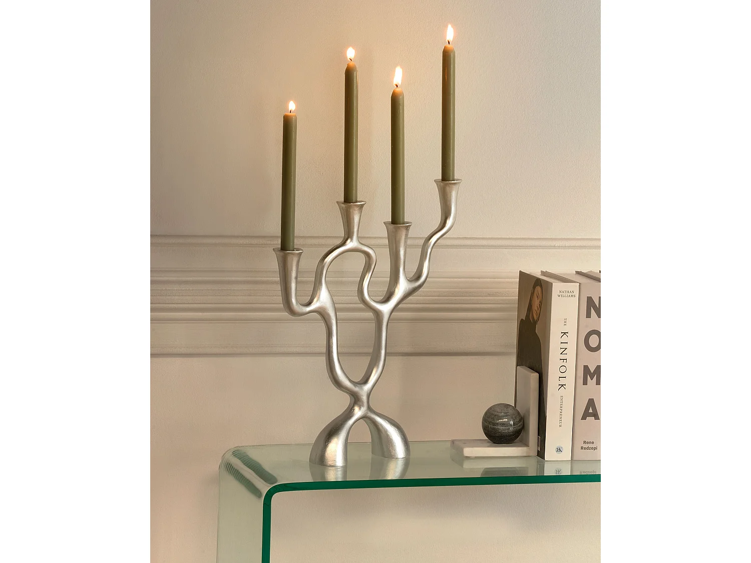 Kaarshouder FAMOES Metaal 41 cm Zilver
