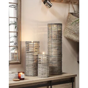 Set van 3 kaarshouders ROVARE 60/39/25 cm Grijs Set van 3 kaarshouders ROVARE 60/39/25 cm Grijs