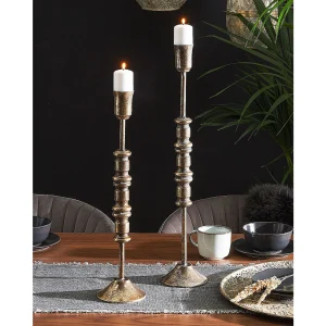 Set van 2 kaarshouders SALAMINA Metaal 63/49 cm Goud Set van 2 kaarshouders SALAMINA Metaal 63/49 cm Goud